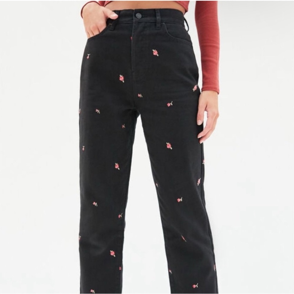 PACSUN BLACK HIGH-RISE STRAIGHT ROSE JEANS